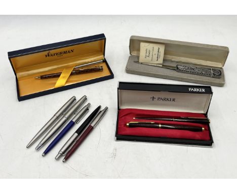 A collection of vintage pens including Waterman, Parker etc. 
