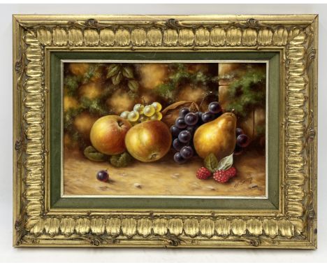 John F Smith (British 1934 -) Still Life of Fruit, oil on board signed to lower right. Smith was employed by Royal Worcester 