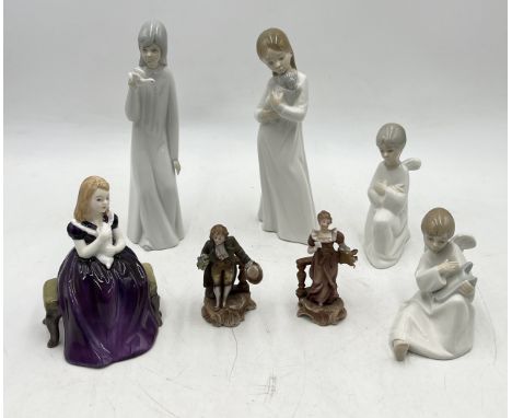 A collection of various ceramic figures including Royal Doulton, Nao etc.