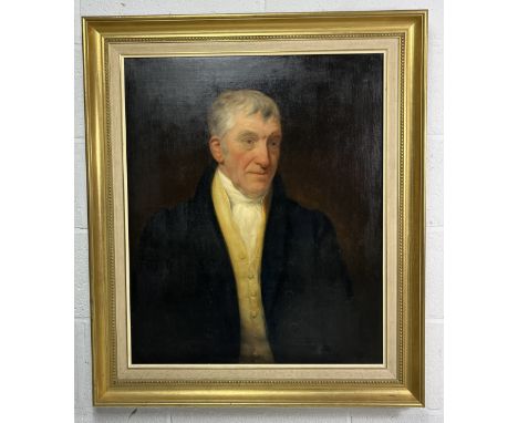 A large Victorian oil on canvas showing a portrait of an older gentleman, no obvious signature - 92cm x 79cm