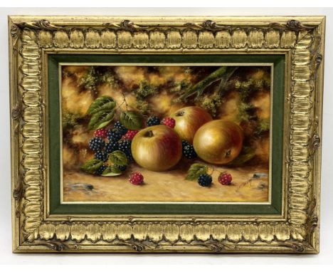 John F Smith (British 1934 -) Still Life of Fruit, oil on board signed to lower right. Smith was employed by Royal Worcester 