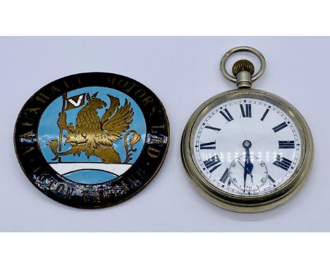 A London Midland & Scottish Railway silver plated pocket watch with subsidiary second dial, engraved to reverse L.M.S 15207 a