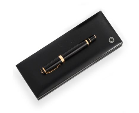 A Montblanc Boheme Maroon Rollerball-Pen, Numbered KU1480061, the black enamel barrel with gilt mounts, the screw cover opens