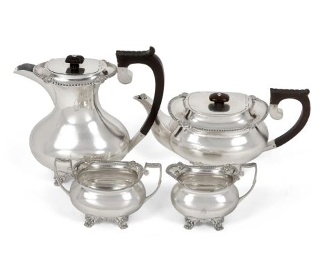 A Three-Piece George V Silver Tea-Service and an Elizabeth II Hot-Water Jug, The Tea-Service by Charles S. Green and Co. Ltd.