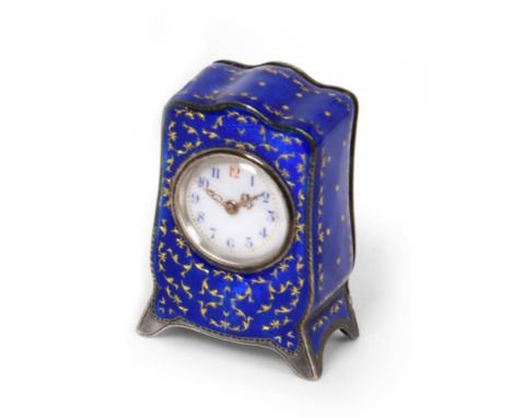 A Continental Silver and Enamel Timepiece, With English Import Marks for Birmingham, 1911, tapering, the front, sides and top