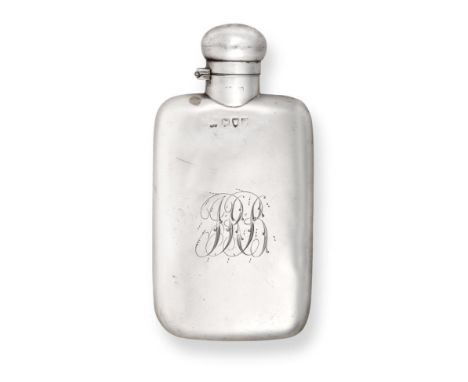 A Victorian Silver Spirit-Flask, by Charles Boyton, London, 1893, oblong and slightly curved, with bayonet-mounted cover, eng