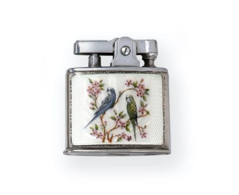 A George VI or Elizabeth II Silver and Enamel Mounted Cigarette-Lighter, The Silver Mounts by Henry Clifford Davis, Birmingha