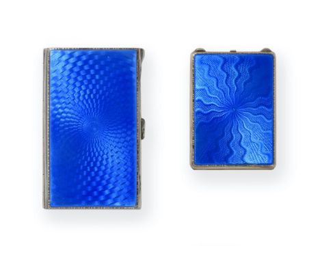 A Continental Silver and Enamel Cigarette-Case and a Silver-Gilt and Enamel Match-Book Holder, Each With English Import Marks