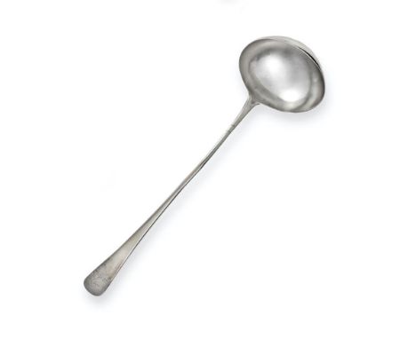 A George III Silver Soup-Ladle, by Thomas and William Chawner, London, Circa 1770, Old English pattern, engraved with a crest