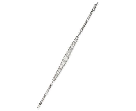 An Art Deco Diamond Bracelet, circa 1925, thirteen graduated old cut diamonds, in white millegrain fronted square settings, o