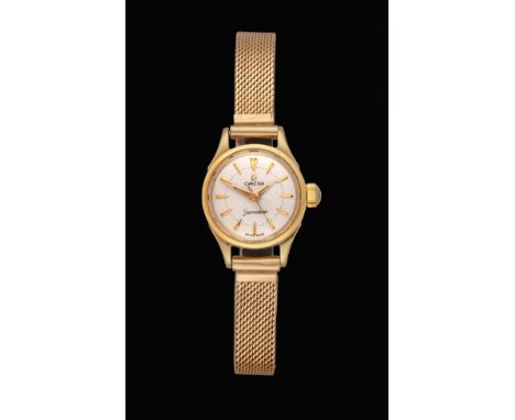 A Lady's 18 Carat Gold Centre Seconds Wristwatch, signed Omega, model: Seamaster, ref: 2878SC, 1957, (calibre 252) lever move