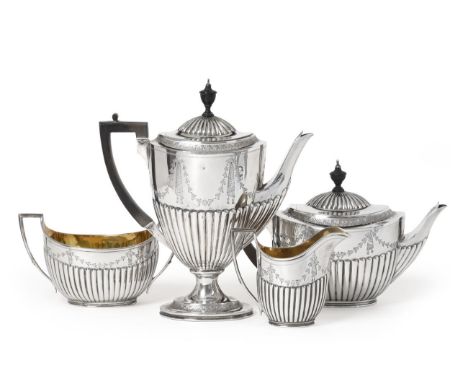 A Four-Piece Victorian Silver Tea and Coffee-Service, by Walter and John Barnard, London, The Cream-Jug and Sugar-Bowl 1885, 