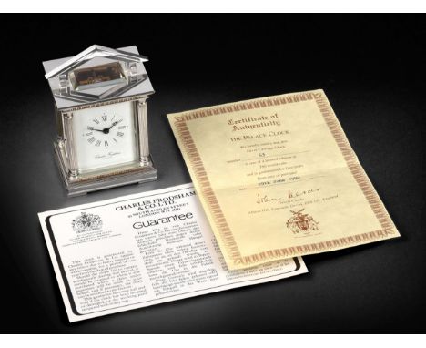 A Small Silver Limited Edition Carriage Timepiece To Commemorate Queen Elizabeth II 40th Anniversary (1952-1992), retailed by