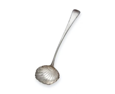 A William IV Silver Soup-Ladle, by Jonathan Hayne, London, 1835, Feather Edge Old English pattern, with shell-shaped bowl and
