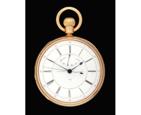 An 18 Carat Gold Open Faced Centre Seconds Pocket Watch with Power Reserve Indication, signed Victor Kullberg, 105 Liverpool 
