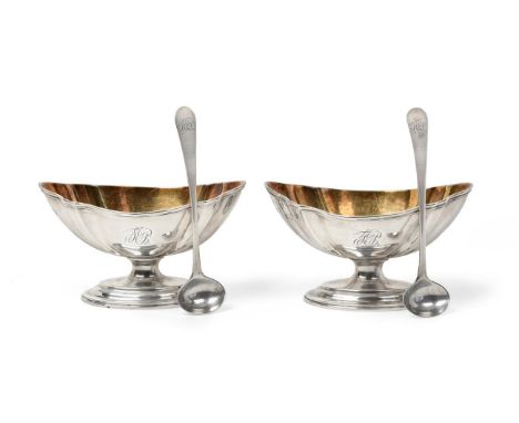 A Pair of George III Silver Salt-Cellars and a Pair of Scottish Provincial Silver Condiment-Spoons, The Salt-Cellars by Willi