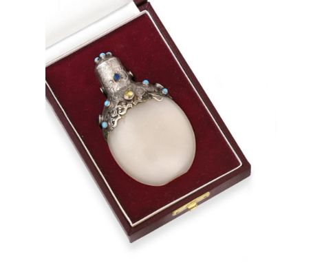 A Silver-Mounted White Jade Scent-Bottle, Possibly Chinese and with Later European Mounts, Apparently Unmarked, Last Half 19t