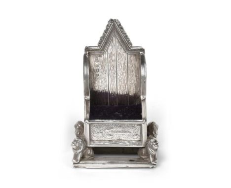 An Edwardian Silver Pin-Cushion, by Levi and Salaman, Birmingham, 1901, realistically modelled as the Coronation Throne, with