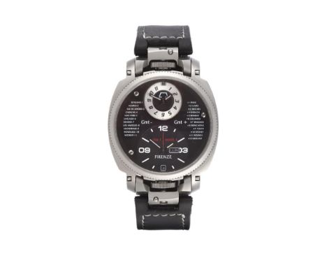 A Stainless Steel Dual Time Zone Twin Automatic Movement Day/Date Calendar Wristwatch, signed Anonimo Firenze, Made in Italy,