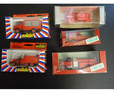 Nine Boxed Diecast Fire Engine related vehicles to include; Solido 2123, 2125, 4403, 4038, 4075, Vitesse 373, 471, 430 & Repl