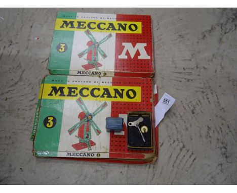 Collection of vintage Meccano to include Meccano Set 3 x 3 (near complete), boxed Clockwork Motor No 1 and boxed Magic Clockw