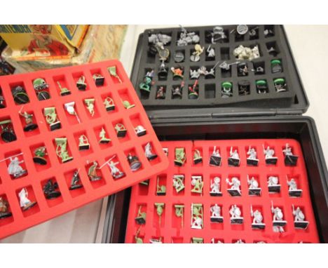 Citadel Games Workshop figure case full with plastic and metal figures both painted and unpainted within the sponge holders f