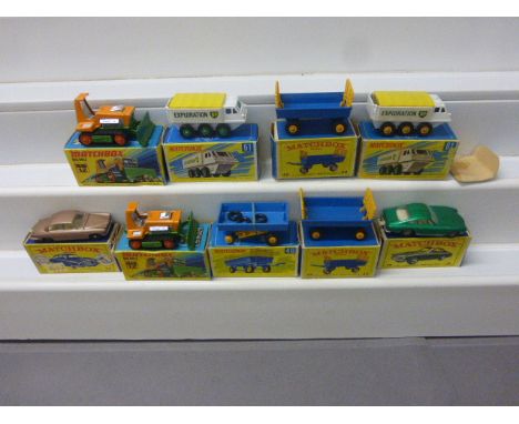Nine boxed Matchbox Lesney diecast vehicles to include 61 Alvis Stalwart BP x 2, 12 Big Bull x 2, 75 Ferrari Berlinetta in me