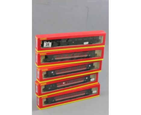 Five boxed Hornby OO gauge items of rolling stock to include Virgin x 4 (R4086E x 3 & R4087E) and R4439 Grand Central Railway