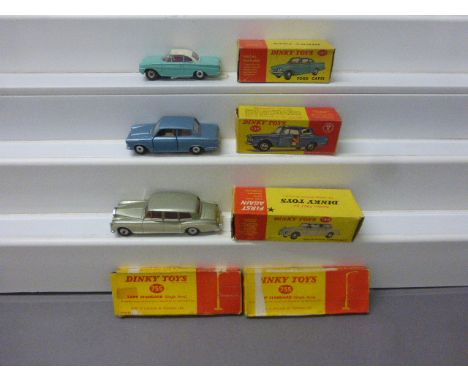 Three boxed Dinky vehicles to include 143 Ford Capri, 139 Ford Consul Cortina and 198 Rolls Royce Phantom V plus boxed Dinky 