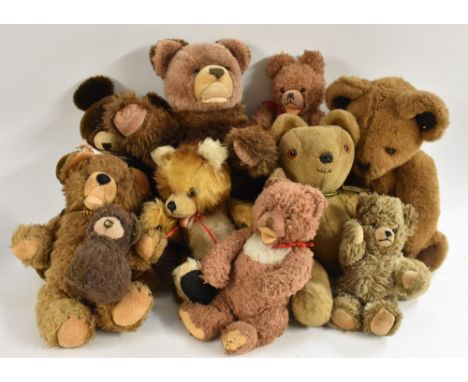 Stuffed Toy Bears - a retro 1980s Dakin bear;   others possibly Pedigree, Chiltern/Chad Valley etc;  a splayed X armed bear; 