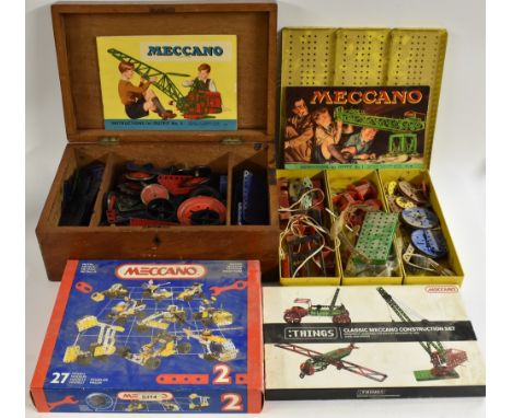 Meccano  Construction Toys- - assorted vintage and later items inc girders, plates, motors, wheels, gears, cogs,  etc;;  inst