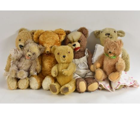 Stuffed Toys - a vintage American bear possibly Gund, golden yellow plush body, chubby cheeks, black eyes, white pads, unmark