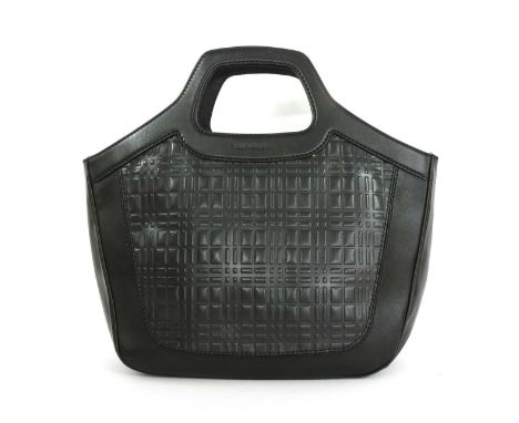 A Burberry black leather shopper tote, with moulded handle, opening to interior zip and slip pockets, 27cm wide (at base), 10