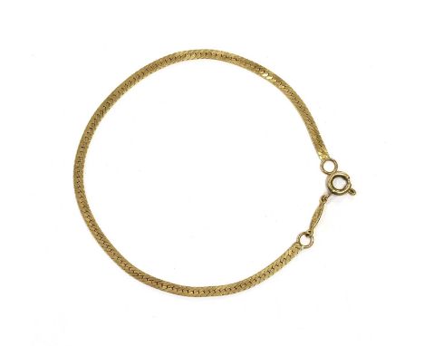 A gold herringbone link bracelet, with bolt ring clasp, marked 585, tested as approximately 14ct gold, 188mm long, 2.80gCondi