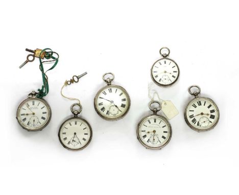 A quantity of pocket watches, to include a sterling silver key wound open-faced pocket watch, the dial and movement signed J 