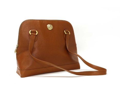 A Chloe tan leather shoulder bag,gold-tone hardware, dual flat handles, zip aroud closure opening to interior zip pocket and 