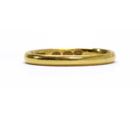 A Georgian 22ct gold light court section wedding ring, London 1826, 2.3.mm wide, 2.04g.Finger size NCondition report: Minor s