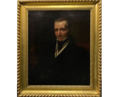 A 19th century original gilt framed oil on canvas portrait of a gentleman, framed size 83 x 6cm.