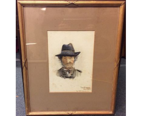FRANK RICHARDS: (British: 1863-1935): A gilt framed and glazed portrait watercolour entitled 'Crutie(?) Blake - New Forest' d