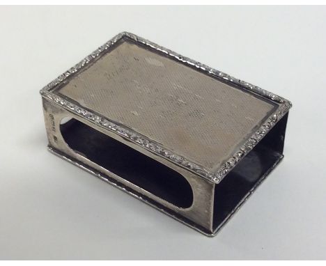 An Edwardian silver matchbox holder with engine turned mounts. Birmingham 1887. By Deakin &amp; Francis. Approx. 40 grams. Es