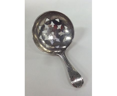 A George III bright cut silver caddy spoon. London 1796. By George Burrows. Approx. 9 grams. Est. £80 - £120.