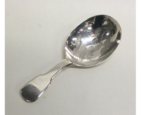 YORK: A rare Georgian silver caddy spoon with engraved decoration. 1804. By James Barber. Approx. 12 grams. Est. £50 - £80.