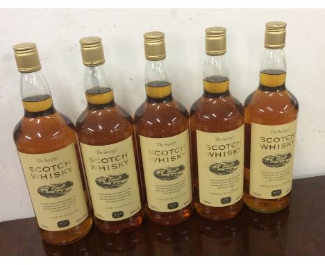 Five x 100 cl bottles of The Society's Scotch Whisky. (5)