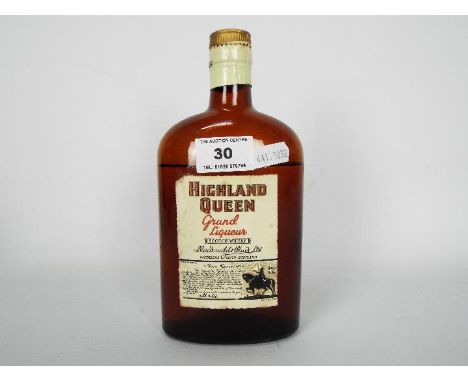 A small, vintage bottle of Highland Queen Grand Liqueur Scotch Whisky, no strength or capacity stated.