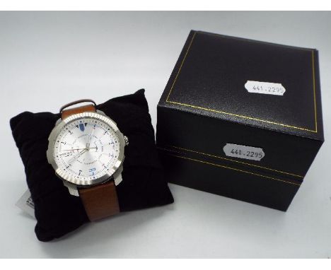 Gentleman's watch - Diesel stainless steel gents watch with leather strap - Model No DZ 1736 251601 set in presentation case.