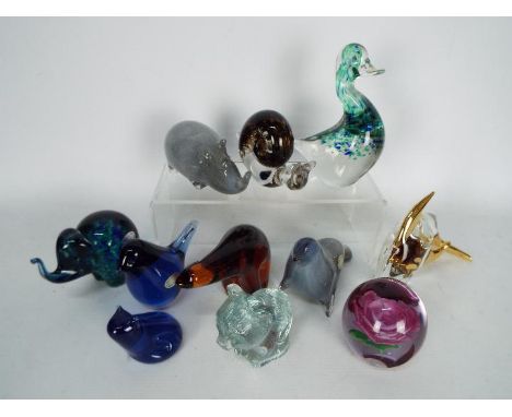 A collection of paperweights, predominantly zoomorphic, to include Wedgwood, Goebel and other.