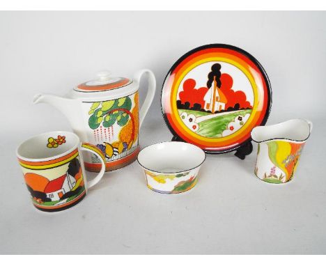 Wedgwood / Clarice Cliff - Lot to include a limited edition Cornwall coffee pot, Windbells cream jug, Secrets sugar bowl, Far