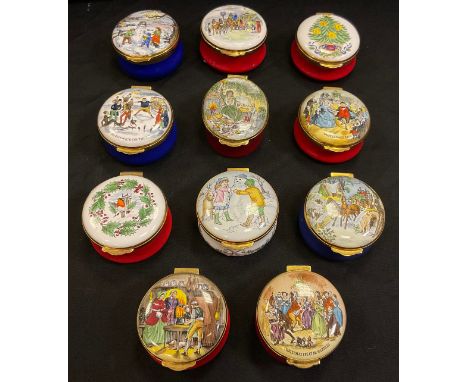 Cummles Enamel pill boxes, Christmas 1976, 78, 79 (x2), 80, 81 (x2), 82, 83, 84, 85 (10) 