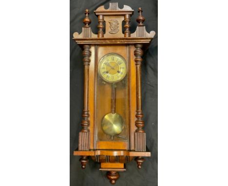 A Vienna wall clock, Roman numerals, twin winding holes, 86cm high, c.1880 