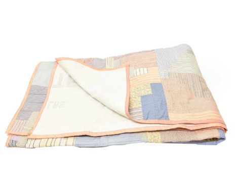 Late 19th Century Log Cabin Patchwork Quilt, incorporating striped, checked and patterned cotton shirt patches, creating the 
